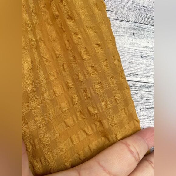 Rachel Parcell Mustard Yellow Ruffled Tiered Long Sleeve Maxi Dress Textured - Picture 9 of 15